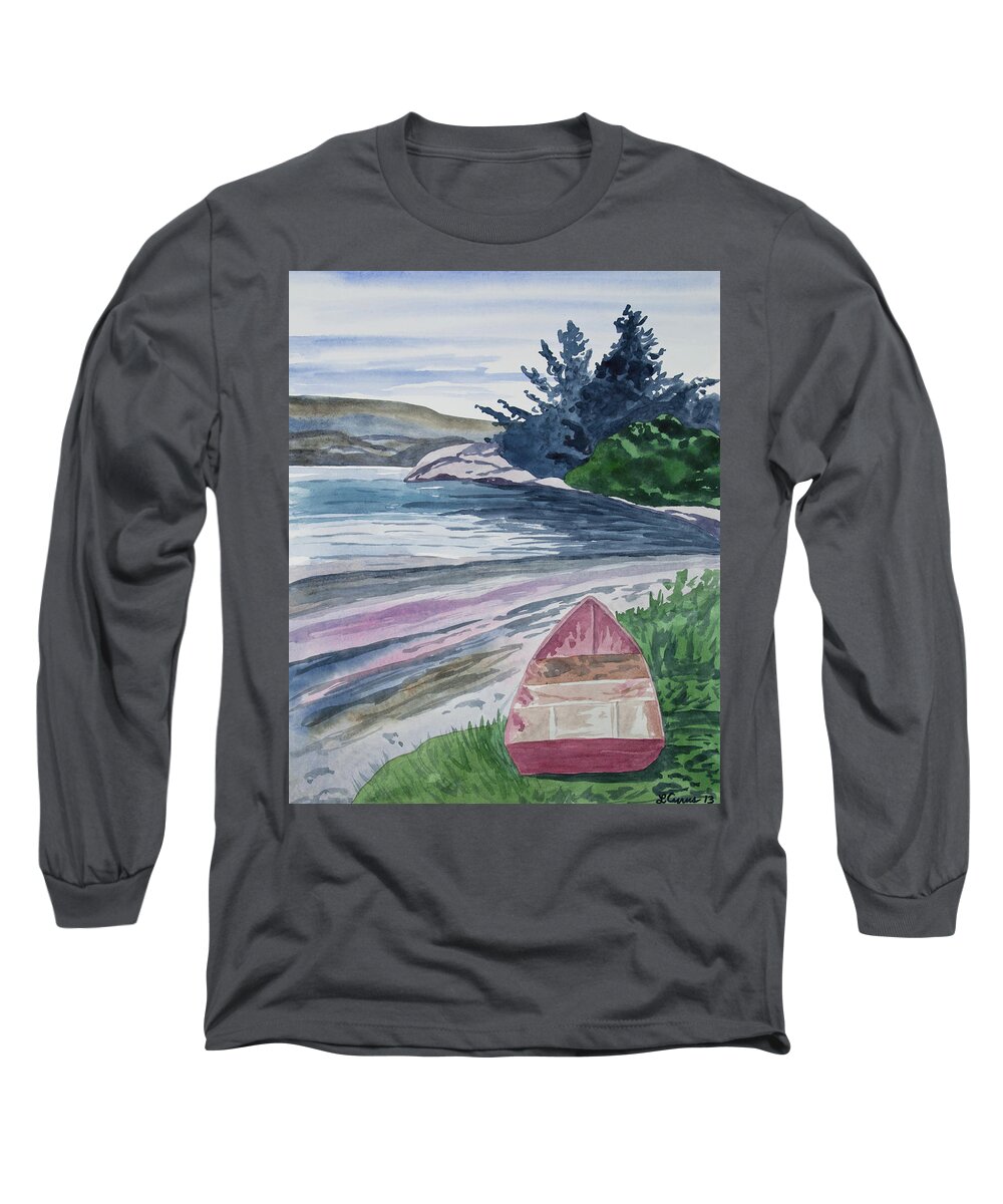 Art Long Sleeve T-Shirt featuring the painting Watercolor - New Zealand Harbor by Cascade Colors