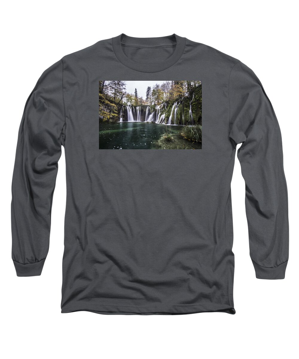 Plitvice Lakes National Park Long Sleeve T-Shirt featuring the photograph Waterfalls in Croatia by Sven Brogren