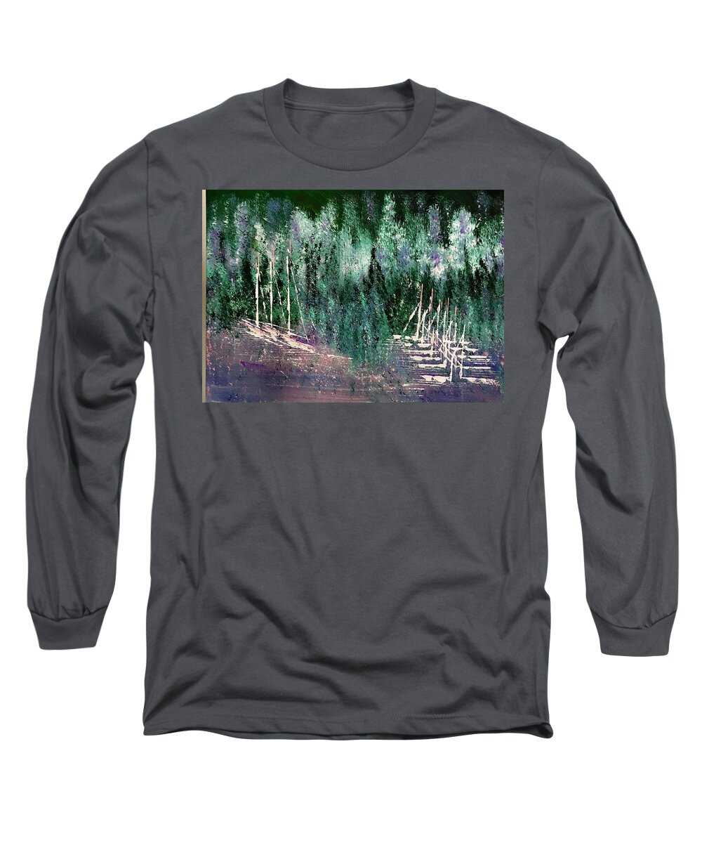 Abstract Long Sleeve T-Shirt featuring the painting Water's Edge - SOLD by George Riney