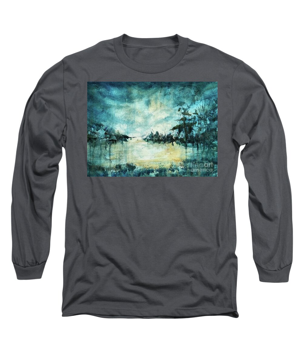 Watercolor Long Sleeve T-Shirt featuring the painting Watery SinkHole by Francelle Theriot