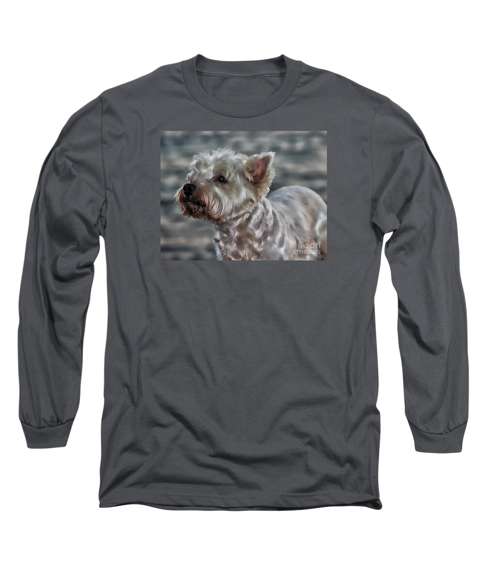 Dog Long Sleeve T-Shirt featuring the photograph Westie Love by Clare Bevan
