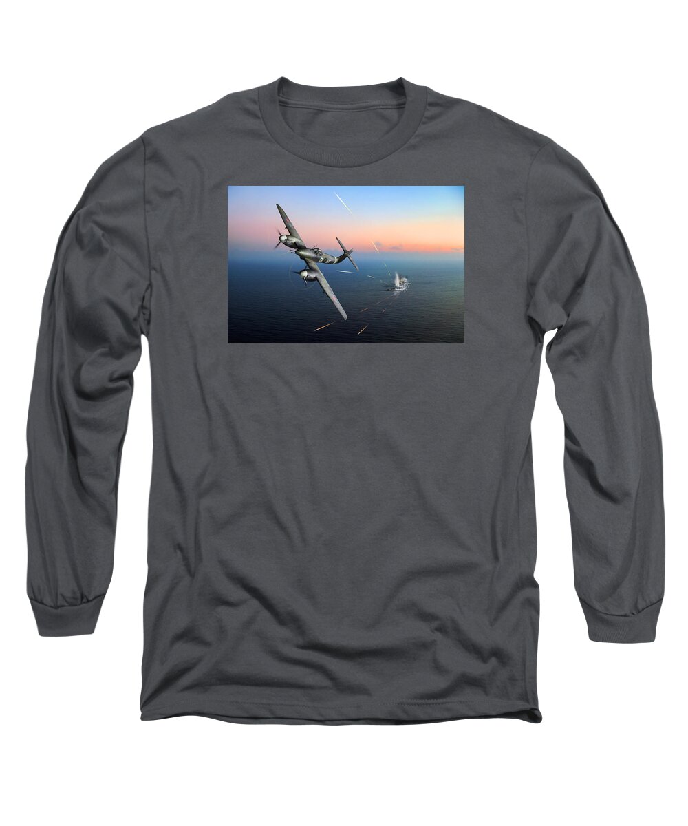 137 Squadron Long Sleeve T-Shirt featuring the photograph Westland Whirlwind attacking E-boats by Gary Eason