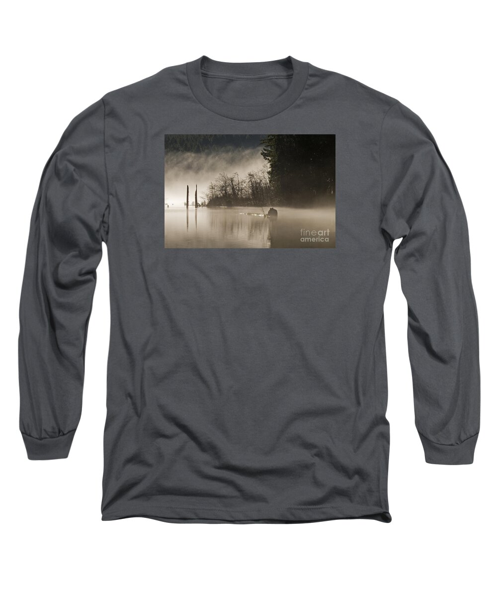 Morning Long Sleeve T-Shirt featuring the photograph Westwood Lake by Inge Riis McDonald