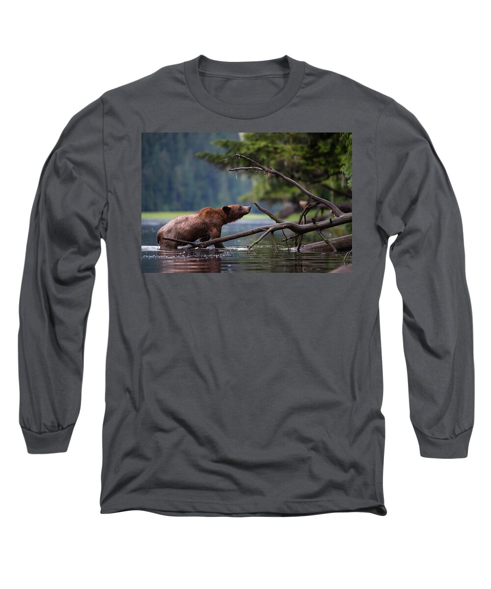 Bears Long Sleeve T-Shirt featuring the photograph Wet Grizzly by Bill Cubitt