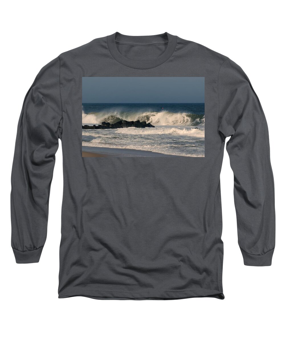 Jersey Shore Long Sleeve T-Shirt featuring the photograph When the Ocean Speaks - Jersey Shore by Angie Tirado