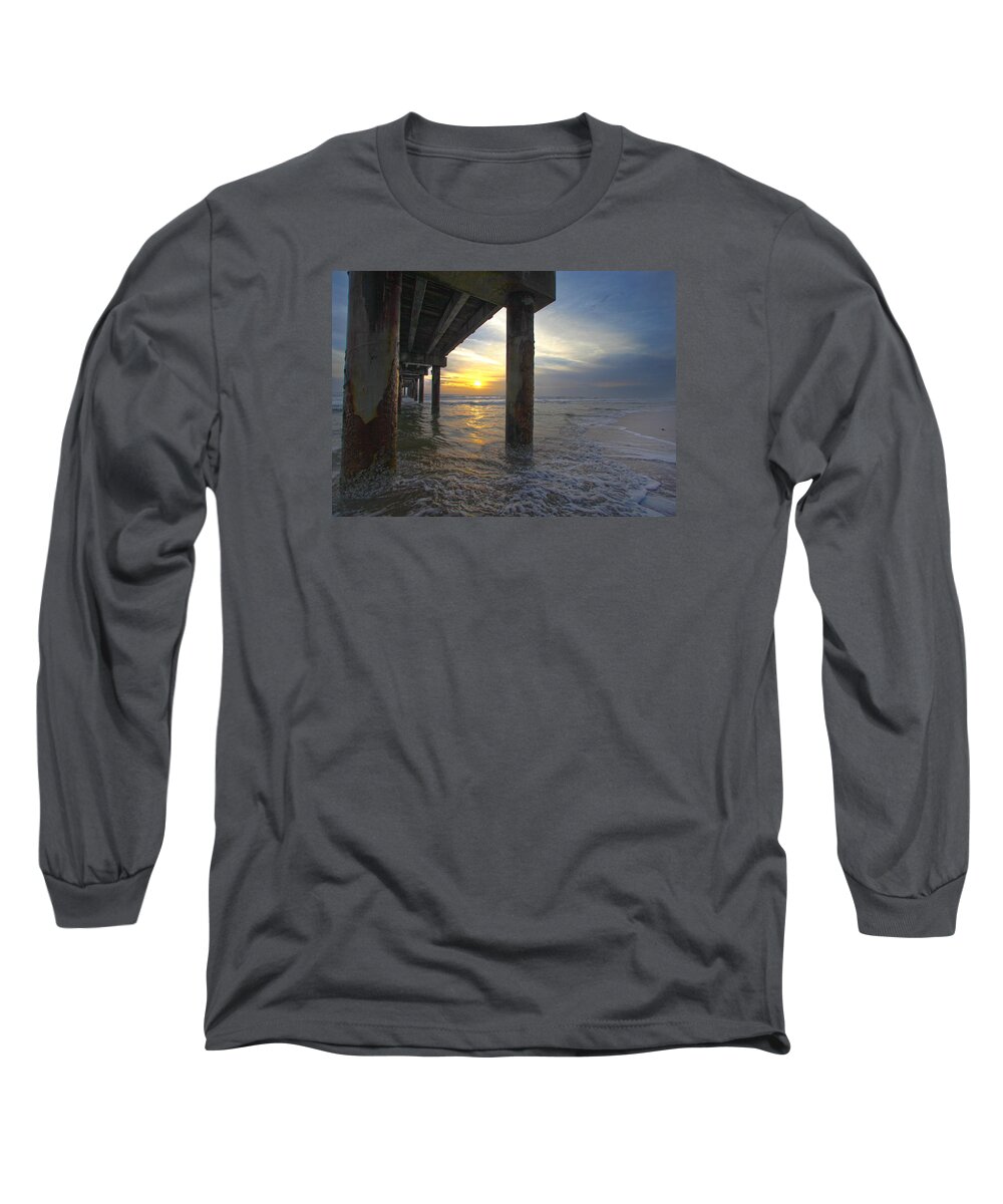 Silhouette Long Sleeve T-Shirt featuring the photograph Where the Sand meets the Surf by Robert Och