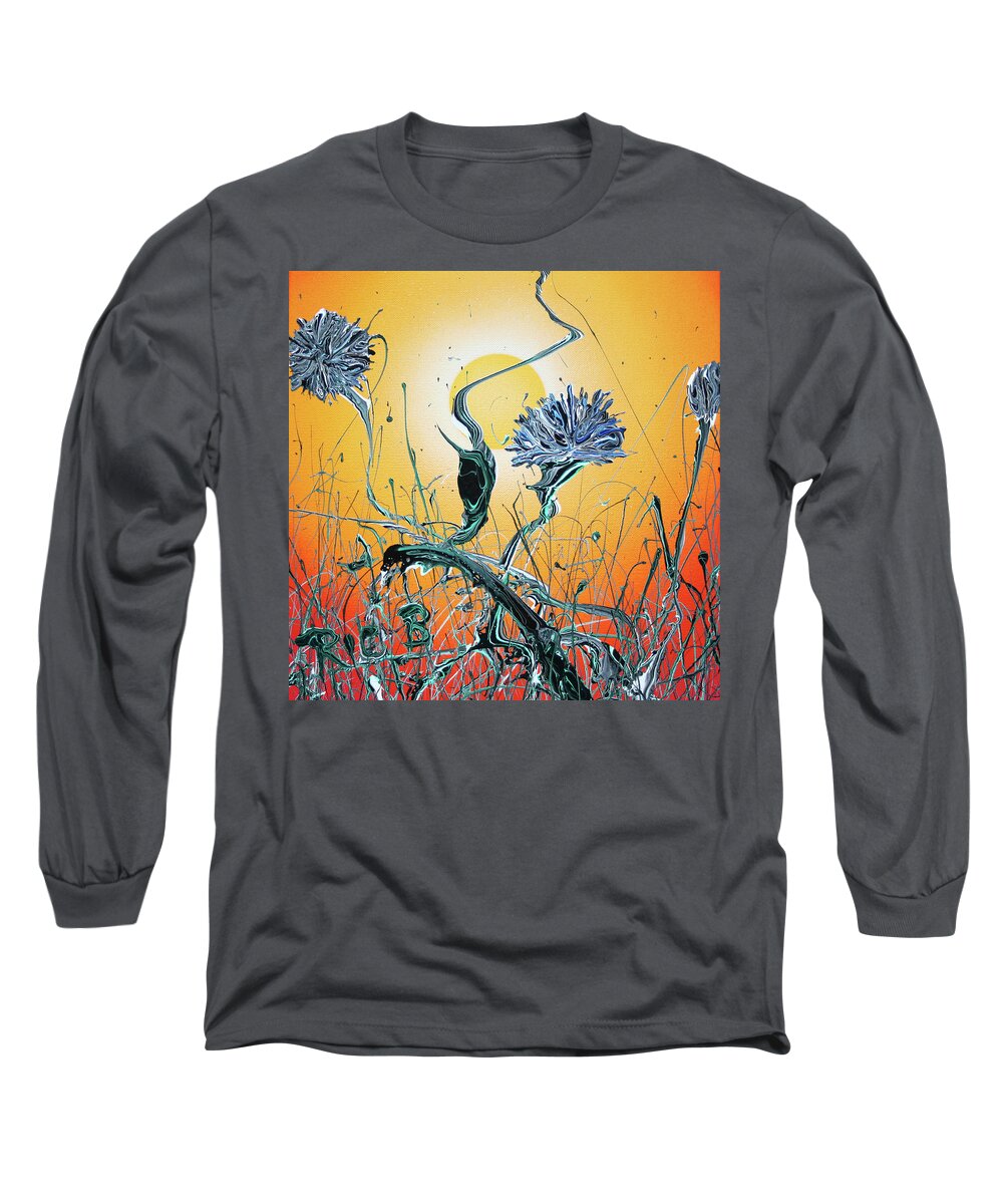 Flowers Long Sleeve T-Shirt featuring the painting Where the Will Stills the Whispers by Ric Bascobert