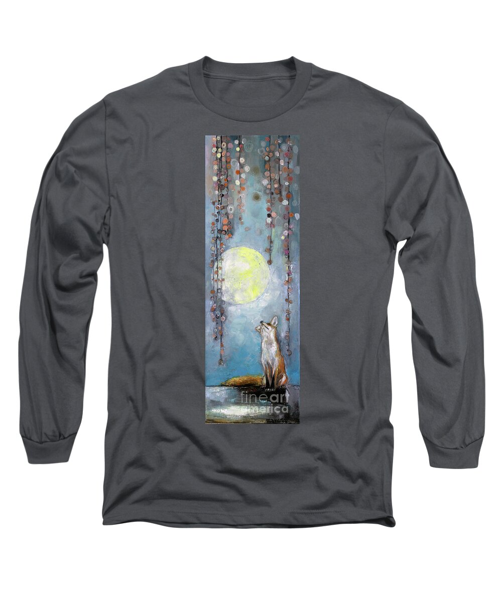 Moon Long Sleeve T-Shirt featuring the painting Moon Gaze by Manami Lingerfelt