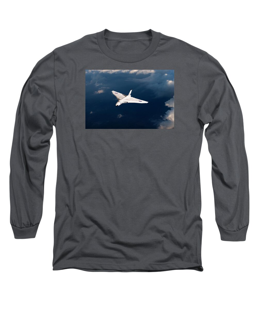 Avro Vulcan Long Sleeve T-Shirt featuring the digital art White Vulcan B1 at altitude by Gary Eason