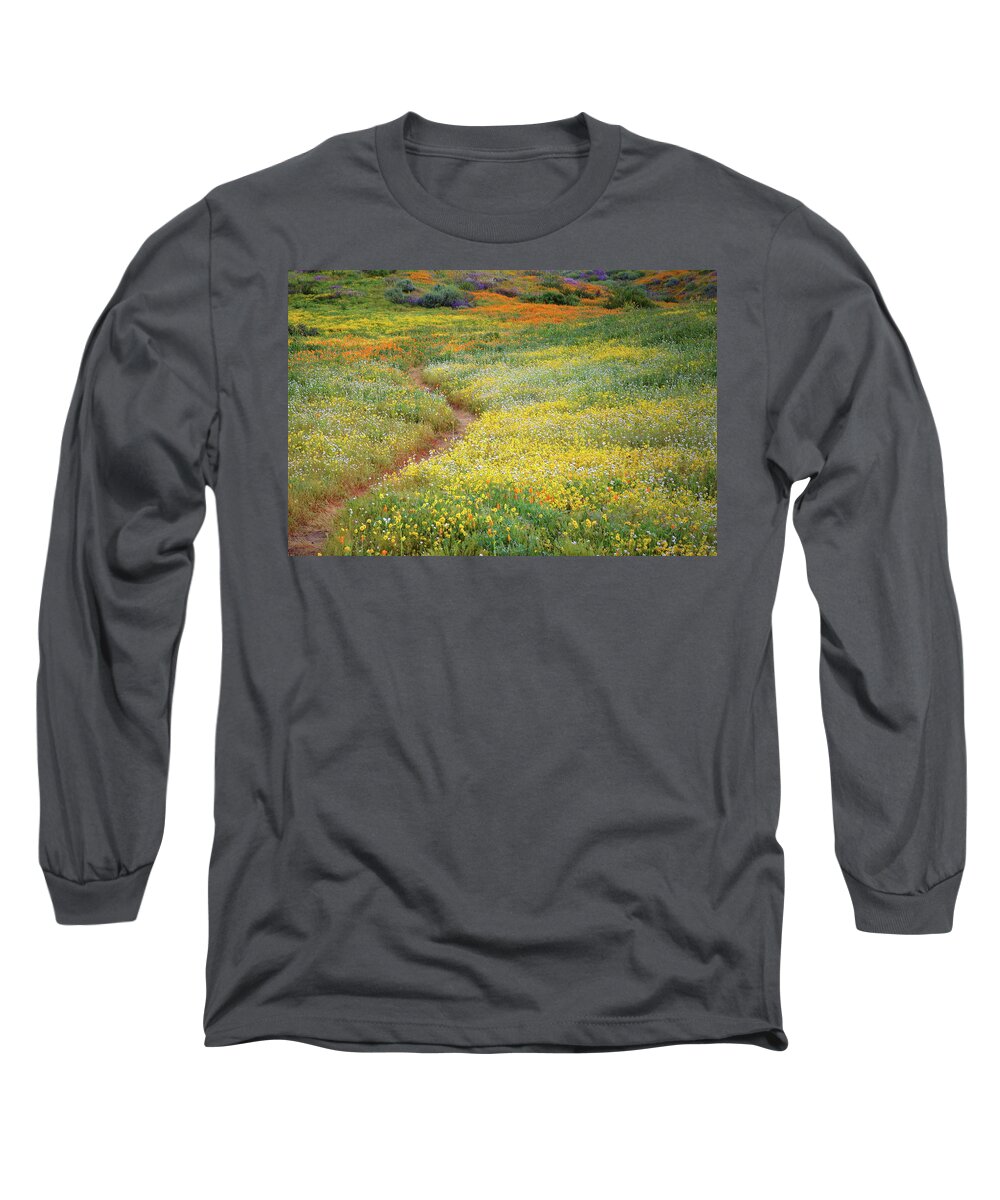 Wildflower Long Sleeve T-Shirt featuring the photograph Wildflower field near Diamond Lake in California by Jetson Nguyen