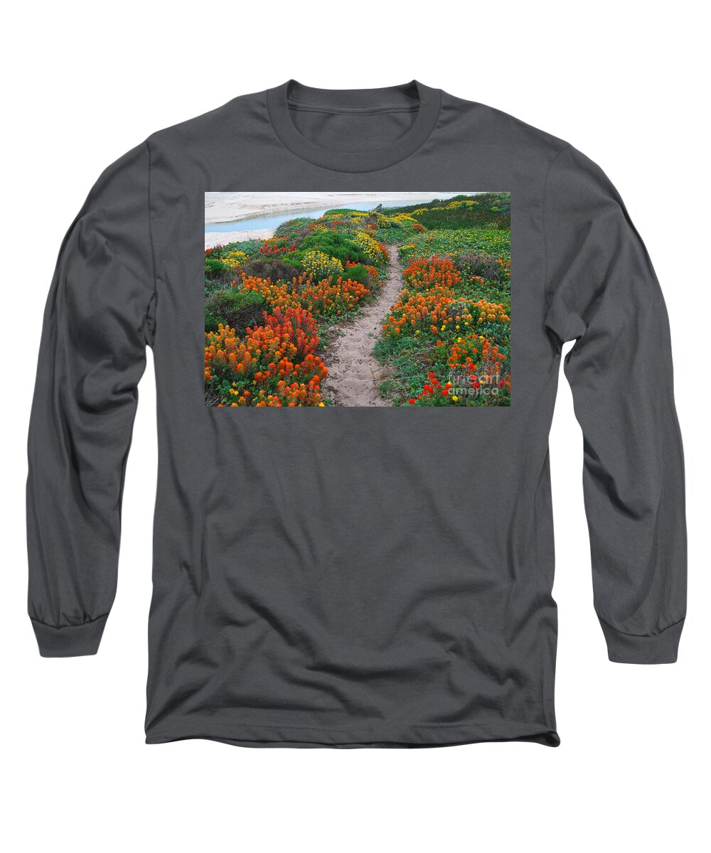 Wildflower Long Sleeve T-Shirt featuring the photograph Wildflower Path at Ribera Beach by Charlene Mitchell