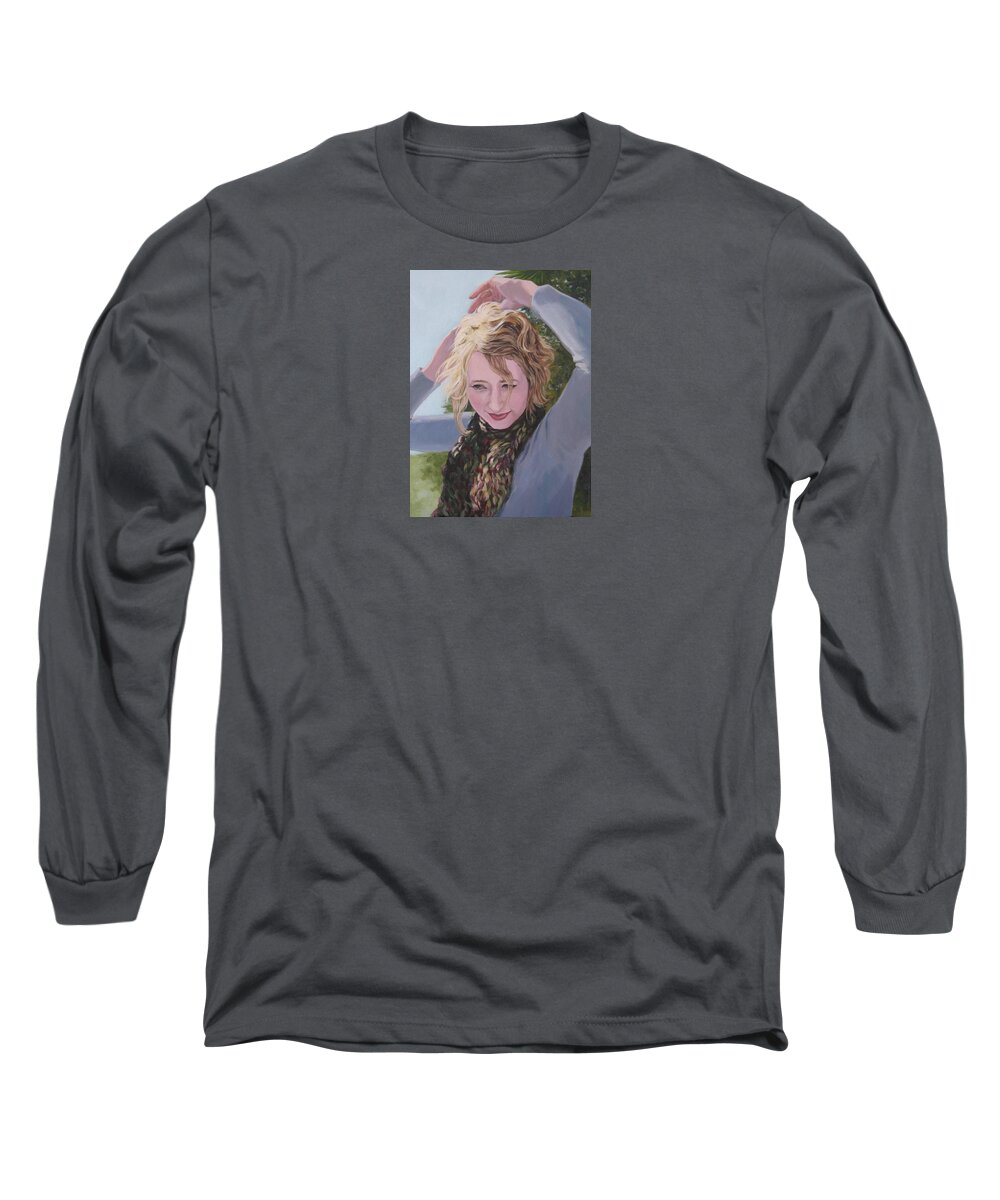 Portrait Long Sleeve T-Shirt featuring the painting Willow in the Winter Sun by Connie Schaertl