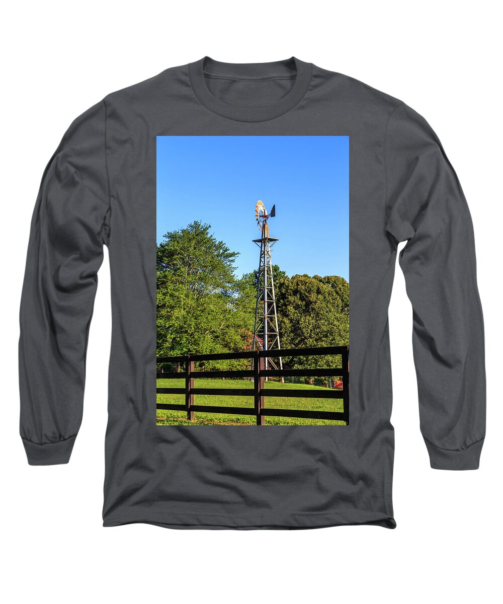 Windmill Long Sleeve T-Shirt featuring the photograph Windmill in the Country by Doug Camara