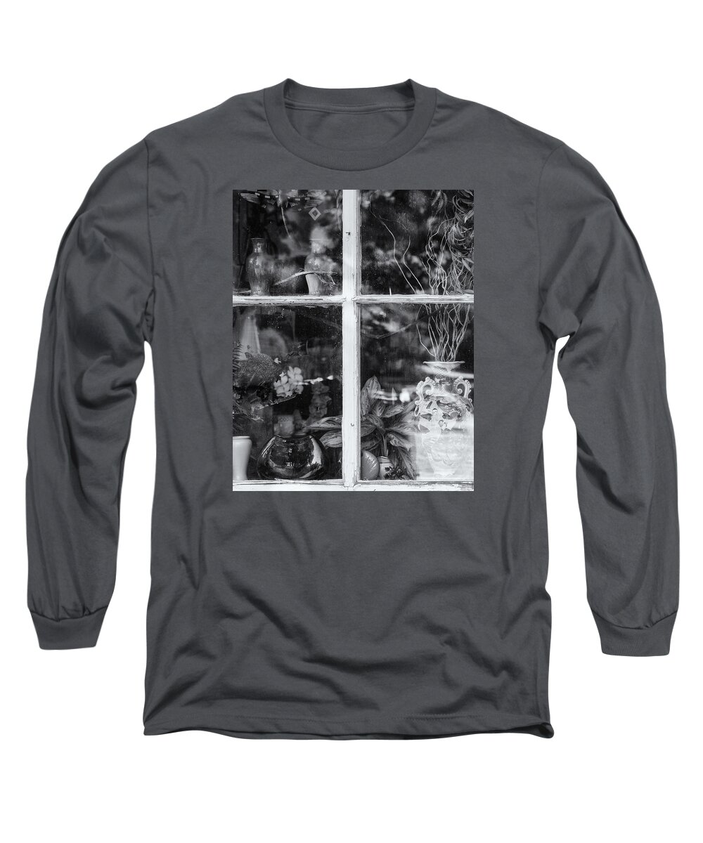 Brattleboro Vermont Long Sleeve T-Shirt featuring the photograph Window In Black and White by Tom Singleton
