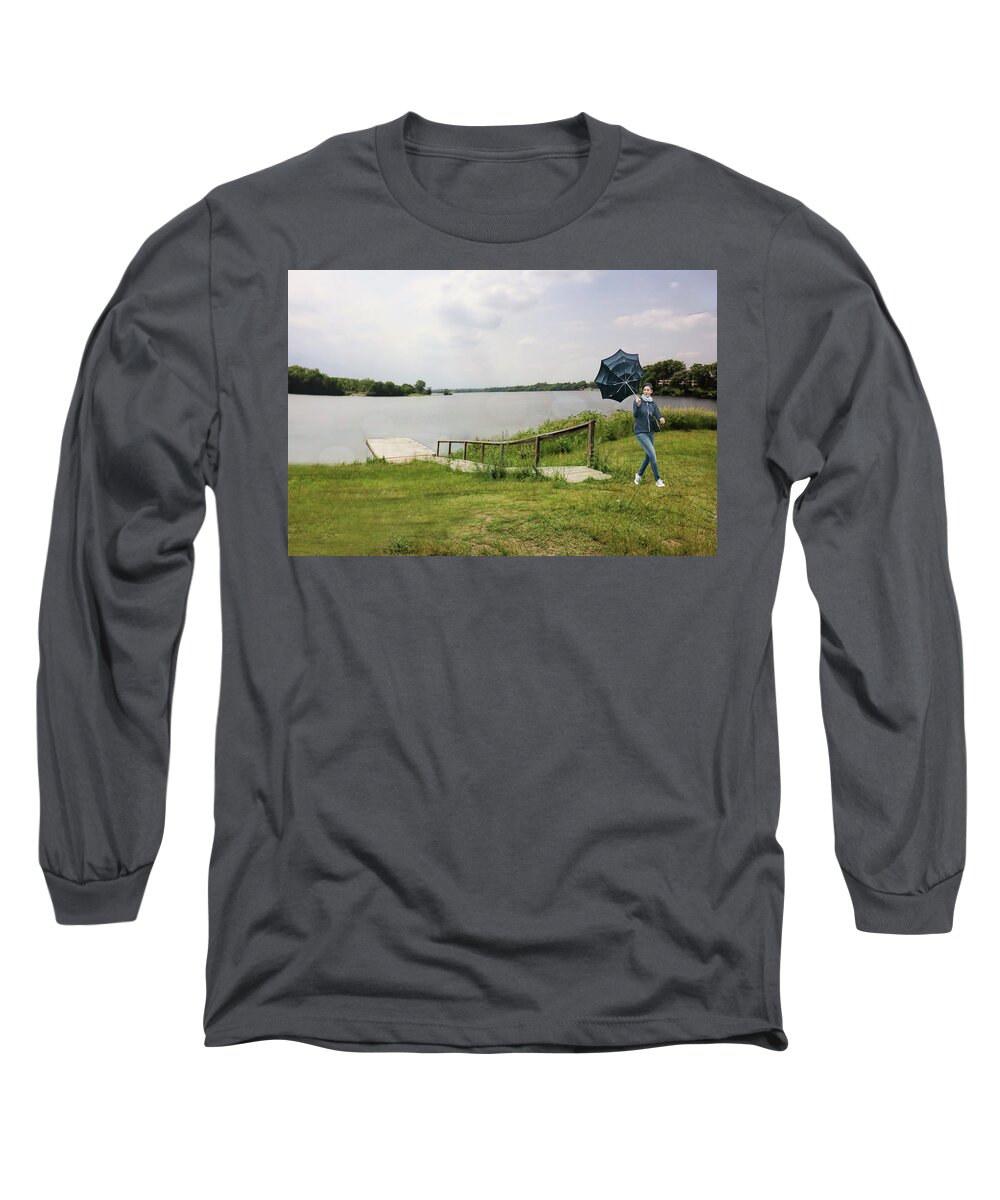 Windy Walk Long Sleeve T-Shirt featuring the photograph Windy walk by Pat Cook