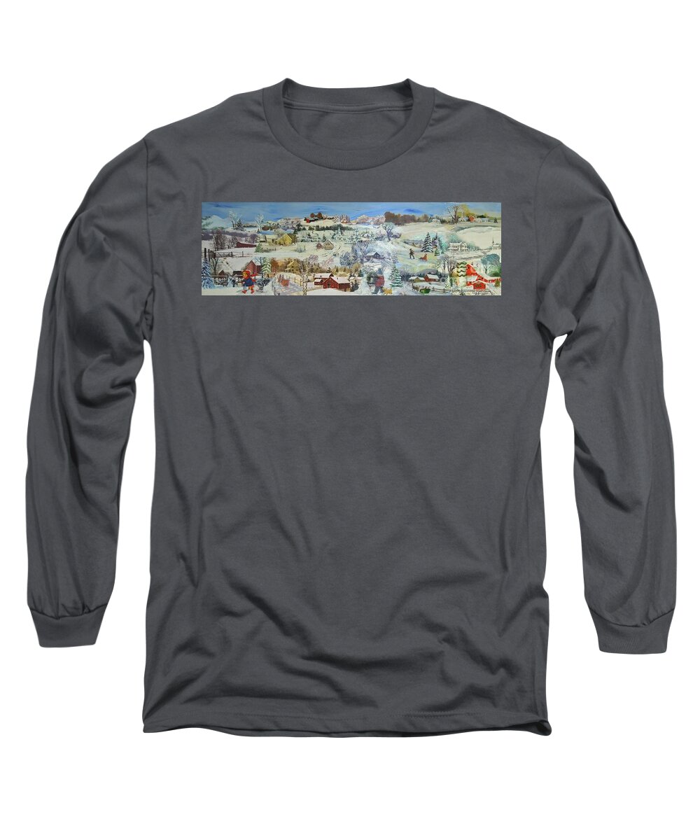Landscape Long Sleeve T-Shirt featuring the painting Winter Goose - SOLD by Judith Espinoza