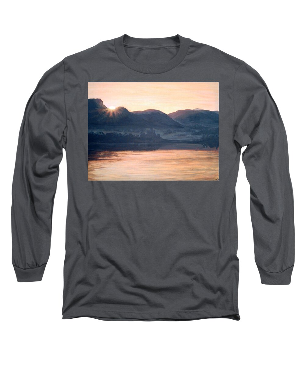 Scotland Long Sleeve T-Shirt featuring the painting Winter In Scotland by Mackenzie Moulton
