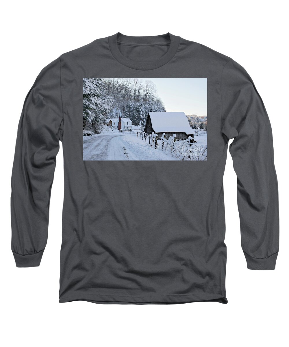 Snow Long Sleeve T-Shirt featuring the photograph Winter in Virginia by Benanne Stiens