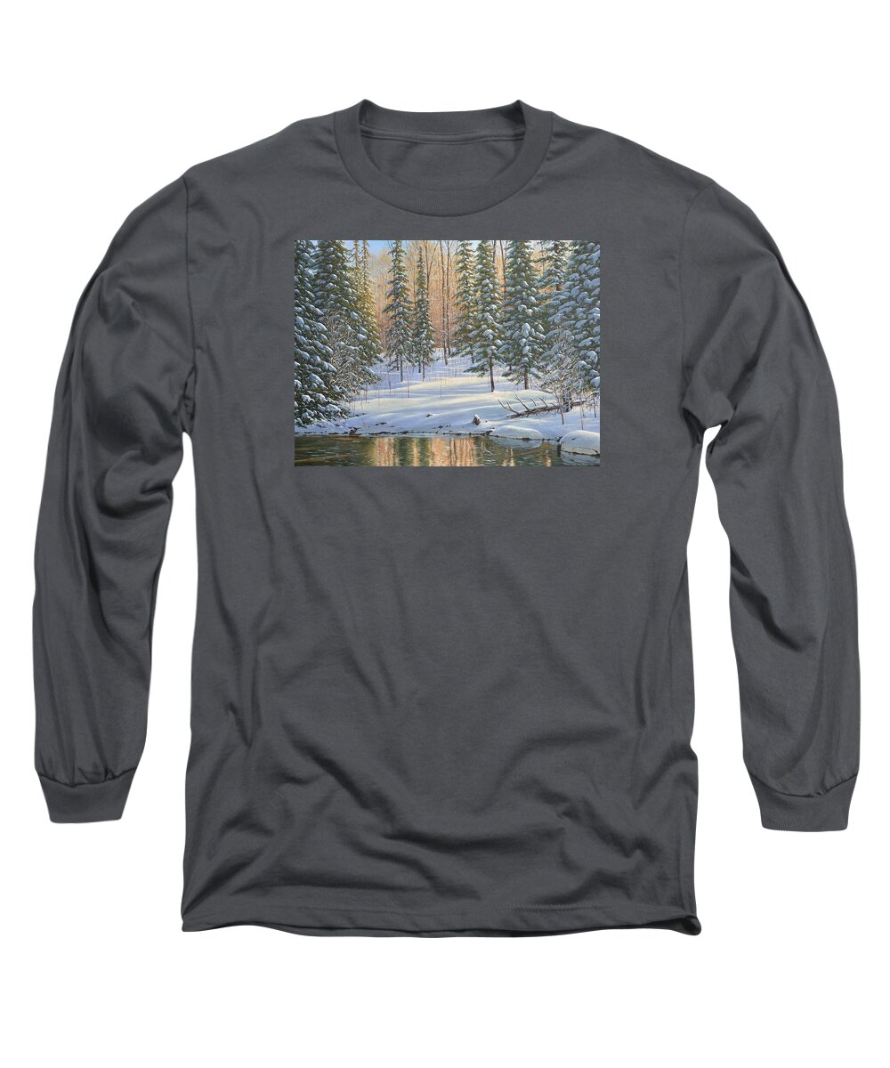 Jake Vandenbrink Long Sleeve T-Shirt featuring the painting Winter Reflections by Jake Vandenbrink