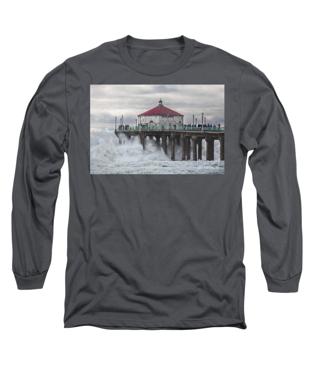Beach Long Sleeve T-Shirt featuring the photograph Winter Storm by Jerry Cowart