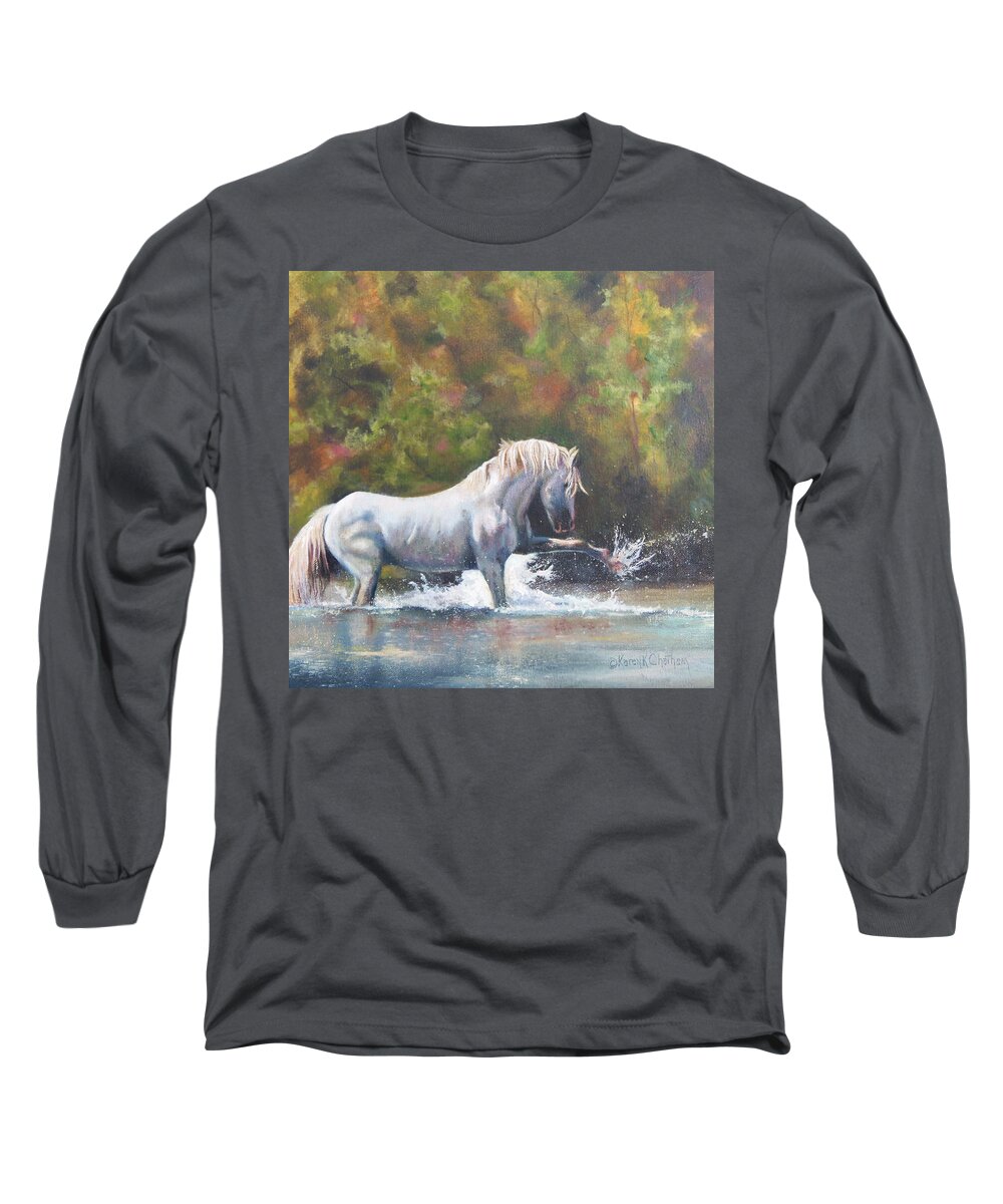 Framed Prints Long Sleeve T-Shirt featuring the painting Wisdom Of The Wild by Karen Kennedy Chatham