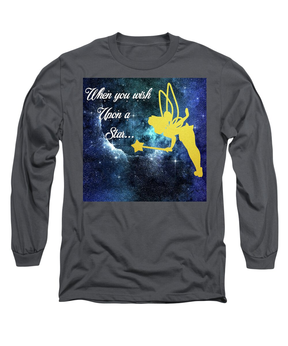 Tink Long Sleeve T-Shirt featuring the digital art Wish Upon a Star by Steph Gabler
