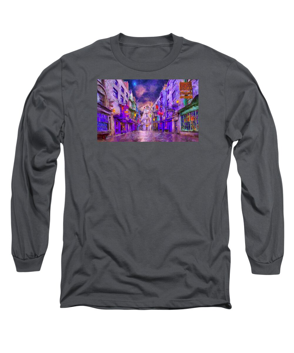 Wizarding World Of Harry Potter Long Sleeve T-Shirt featuring the digital art Wizard Mall by Caito Junqueira