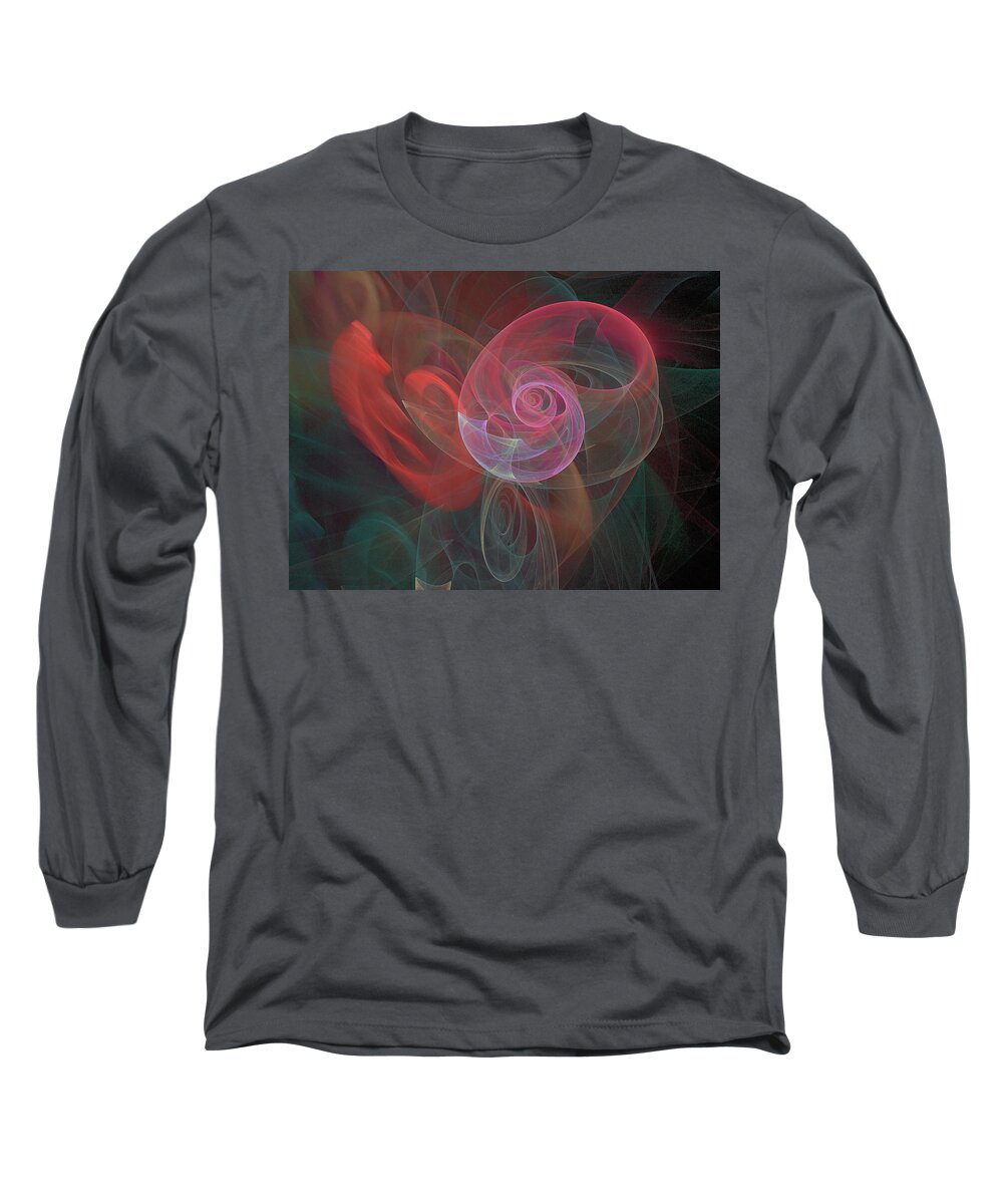 3-d Fractal Long Sleeve T-Shirt featuring the digital art Woman Heart with Moon Shell by Ronda Broatch