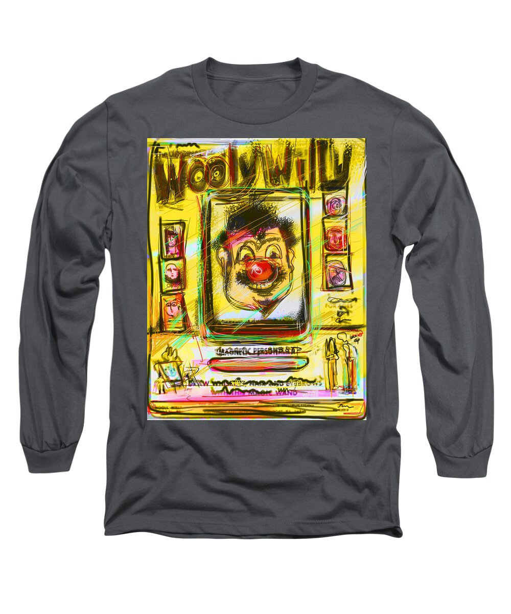 Wooly Willy Long Sleeve T-Shirt featuring the mixed media Wooly Willy by Russell Pierce