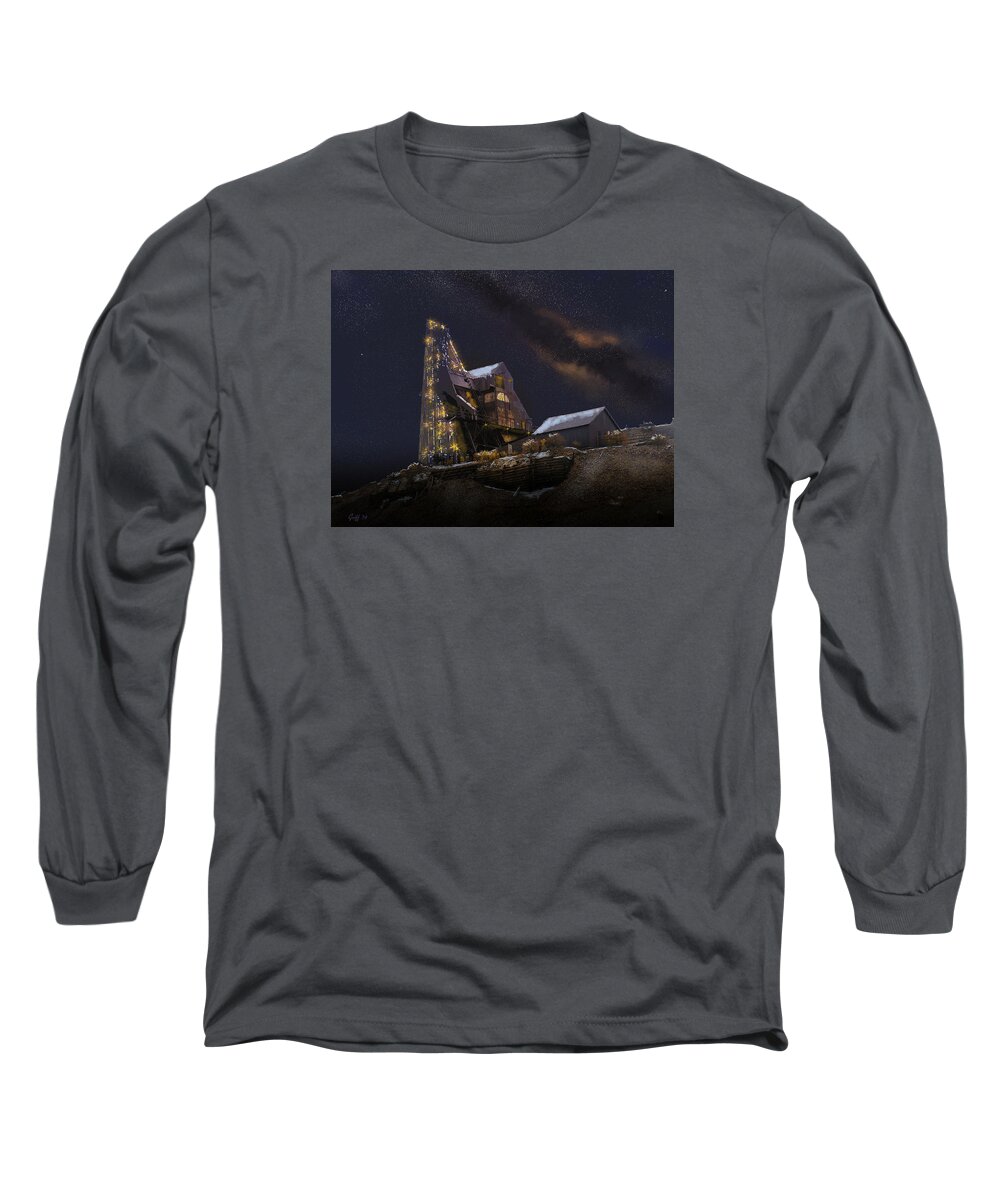 Victor Long Sleeve T-Shirt featuring the digital art Working Through the Night by J Griff Griffin