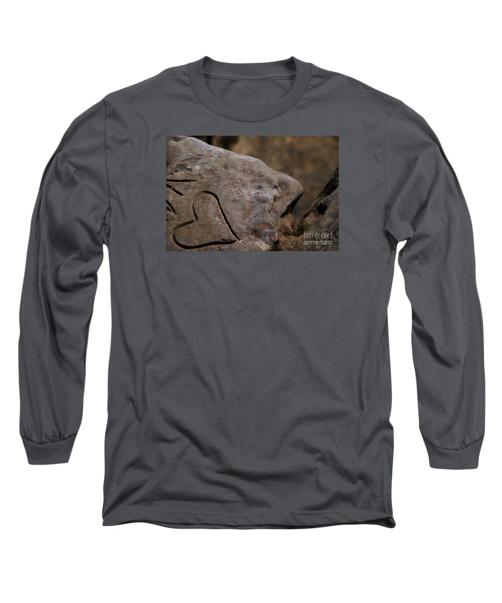 Beach Long Sleeve T-Shirt featuring the photograph Written In Stone by Linda Shafer
