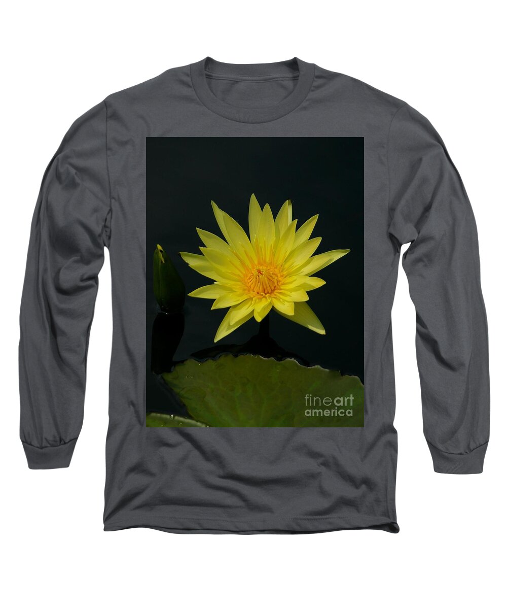 Yellow Long Sleeve T-Shirt featuring the photograph Yellow Lotus Waterlily by Jackie Irwin