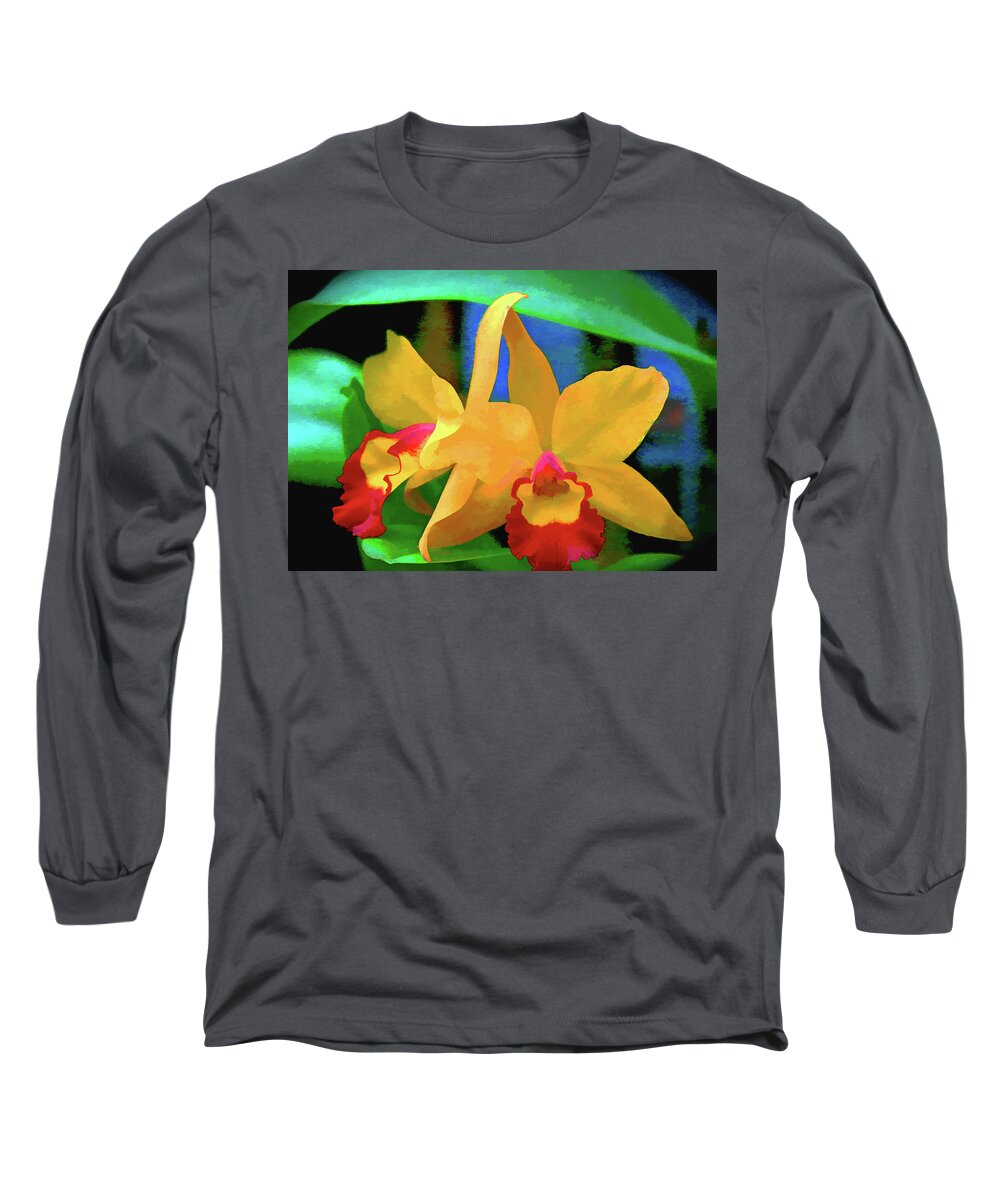 Bright Long Sleeve T-Shirt featuring the photograph Yellow Orchid by Rochelle Berman