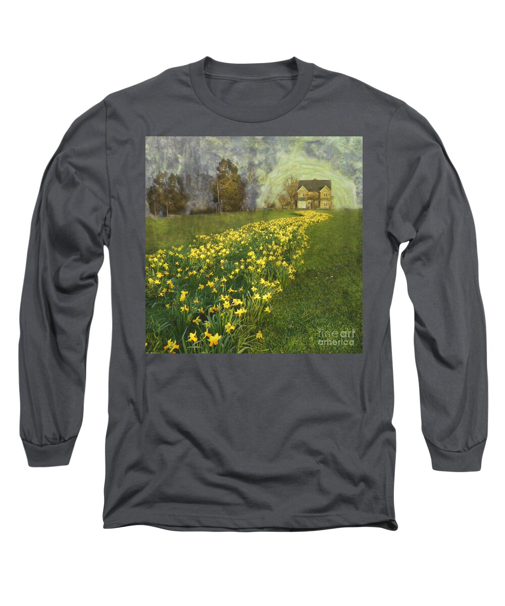 House Long Sleeve T-Shirt featuring the photograph Yellow River to my Door by LemonArt Photography
