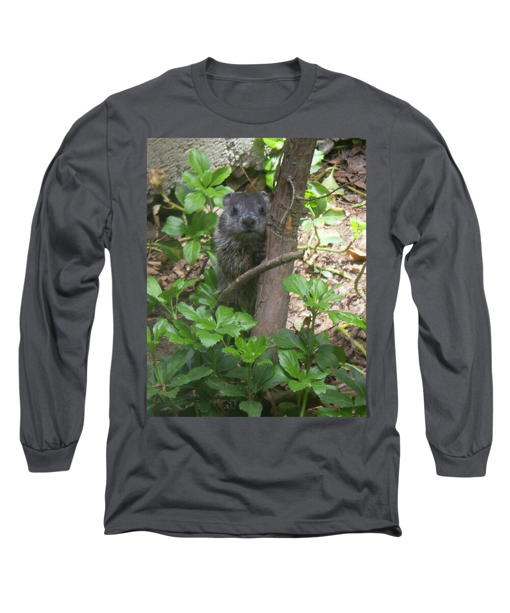 Woodchuck Long Sleeve T-Shirt featuring the photograph You Talkin' to Me? by Geoff Jewett