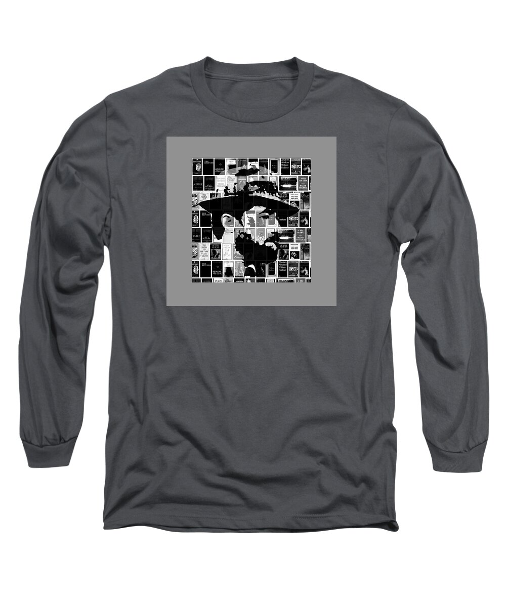 William+ Faulkner Long Sleeve T-Shirt featuring the digital art Young William Faulkner by Asok Mukhopadhyay