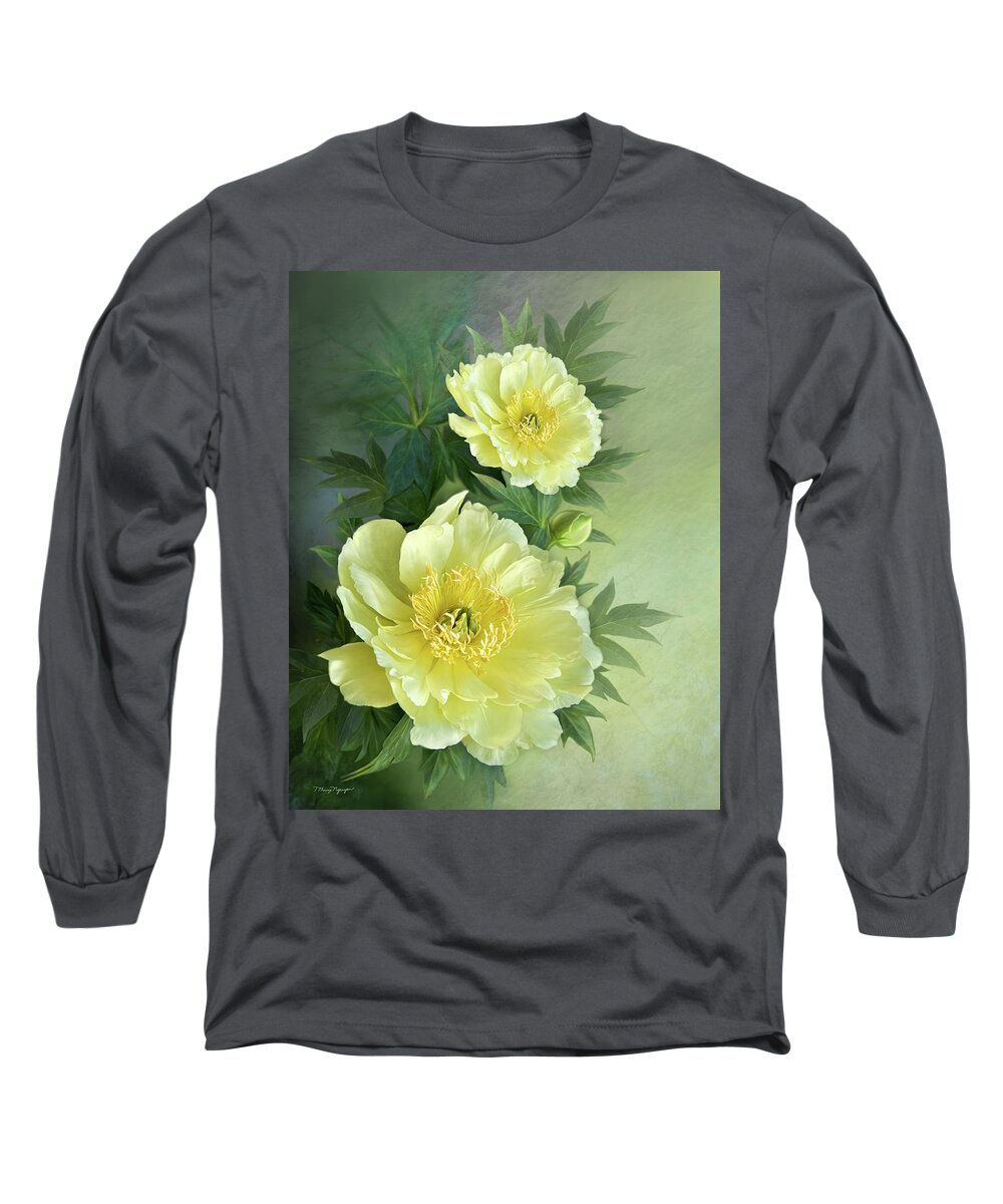 Peony Long Sleeve T-Shirt featuring the digital art Yumi Itoh Peony by Thanh Thuy Nguyen