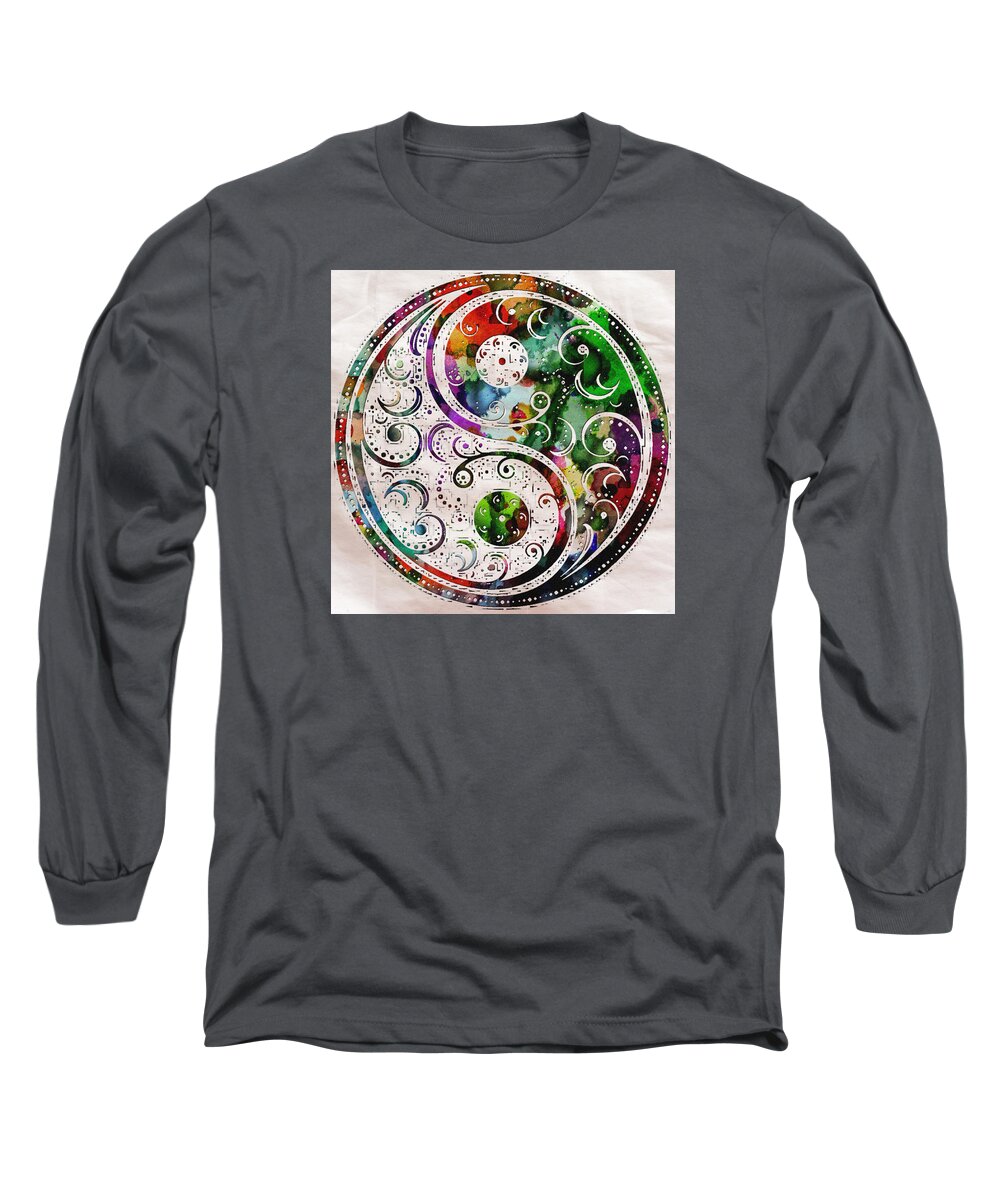 Zen Long Sleeve T-Shirt featuring the painting Zen bliss Large Poster Print by Robert R Splashy Art Abstract Paintings