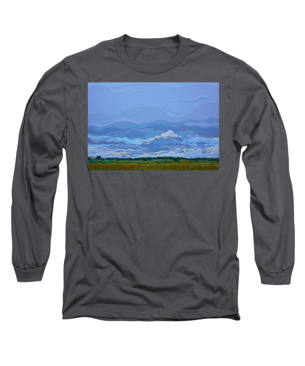 Zen Long Sleeve T-Shirt featuring the painting Zen Sky by Amy Ferrari