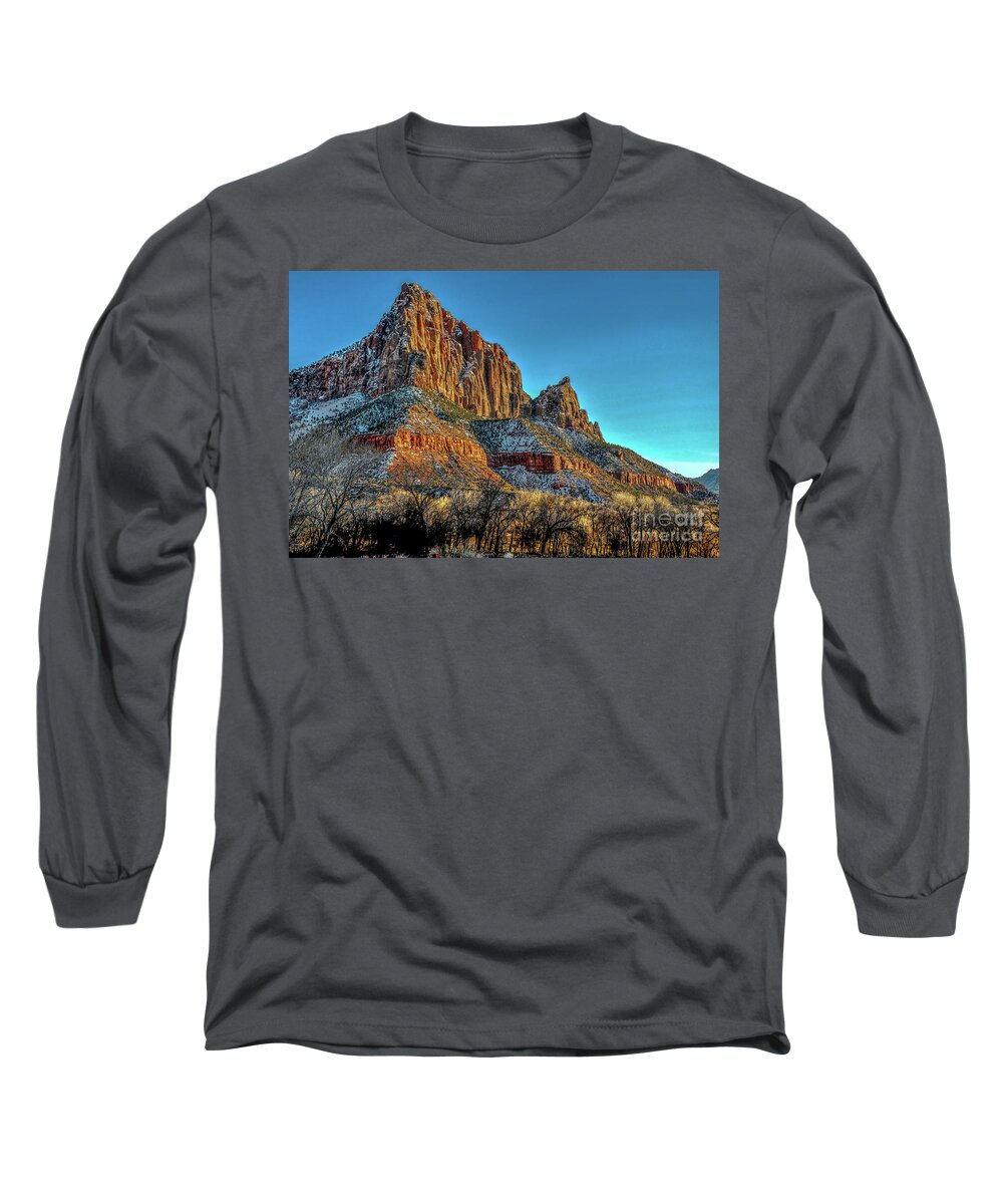 Zion National Park Long Sleeve T-Shirt featuring the photograph Zion Sunset by David Meznarich
