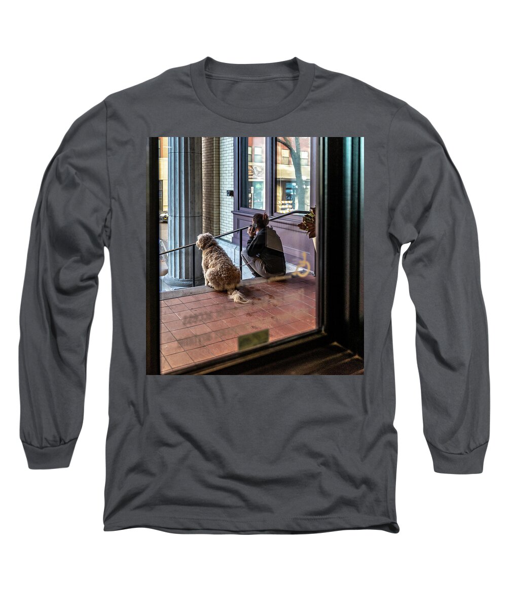 Girl Long Sleeve T-Shirt featuring the photograph 018 - Girl And Dog by David Ralph Johnson