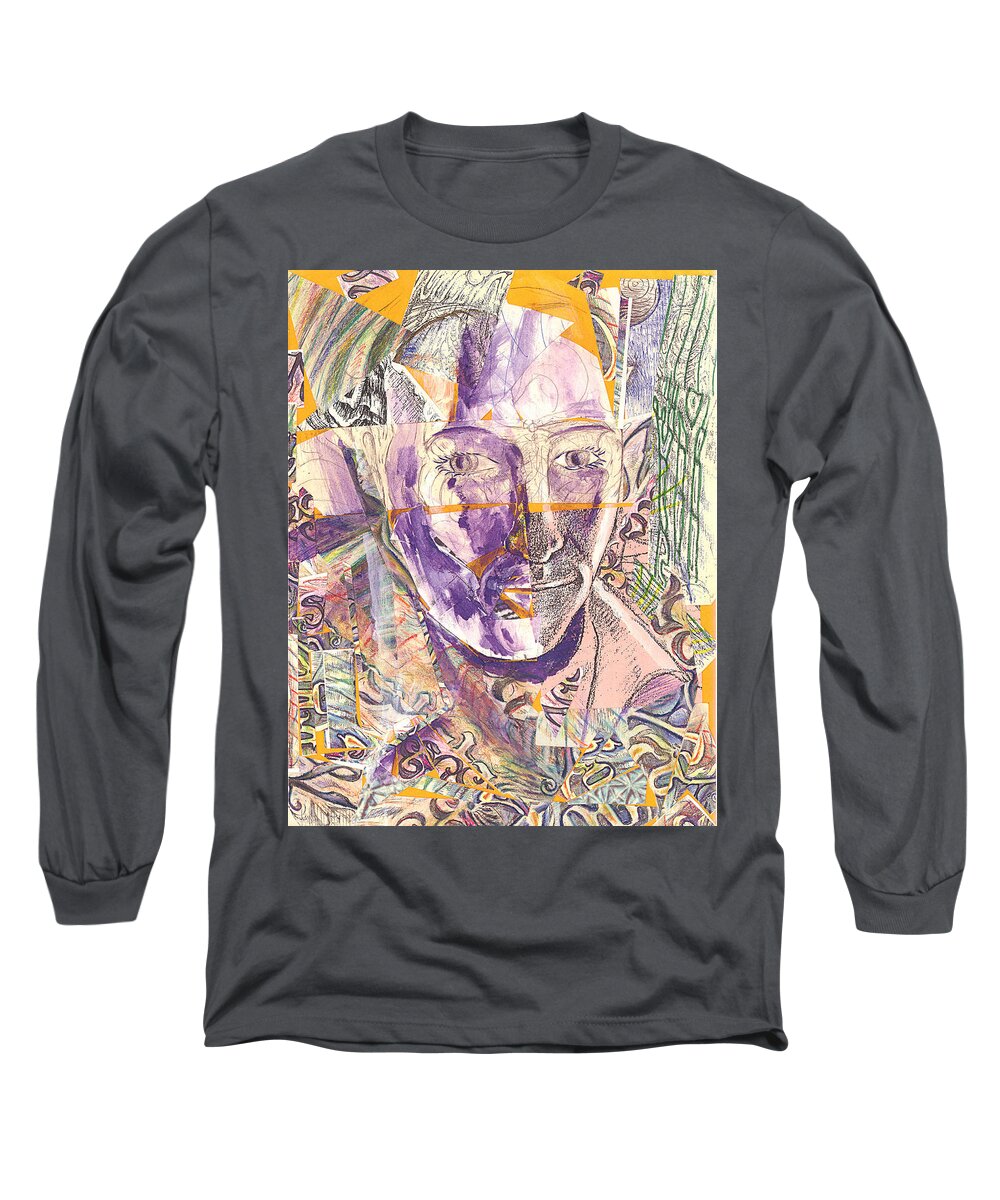 Watercolor Long Sleeve T-Shirt featuring the painting Cut Portrait #1 by Jeremy Robinson