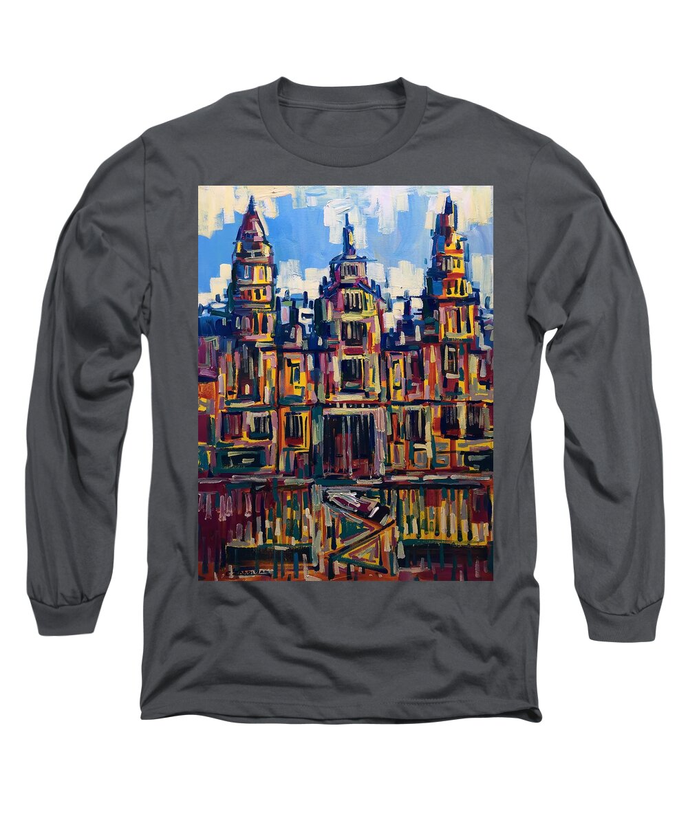 Church Long Sleeve T-Shirt featuring the painting Facades #1 by Enrique Zaldivar
