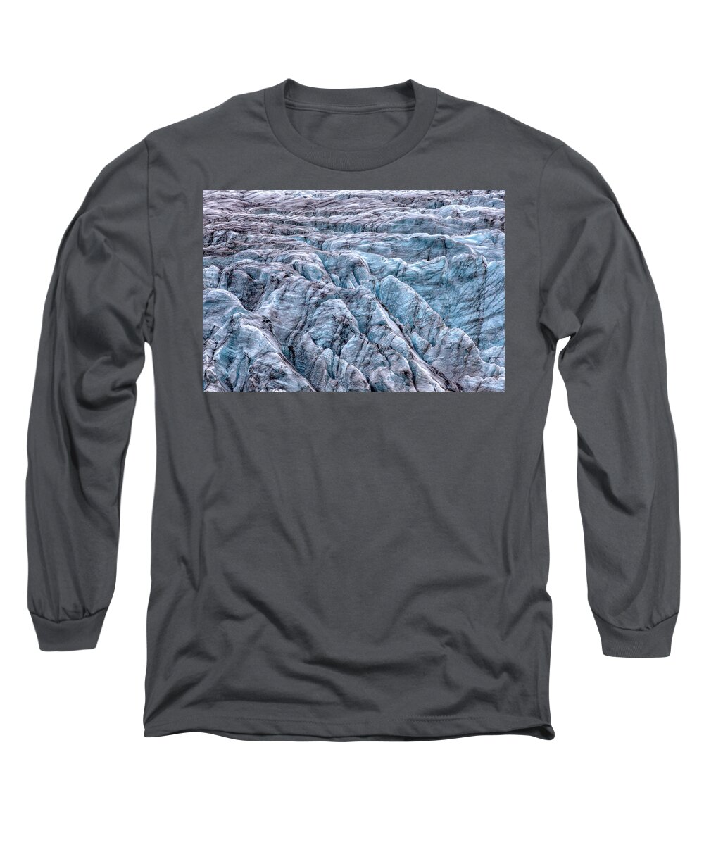 Drone Long Sleeve T-Shirt featuring the photograph Iceland Glacier by David Letts