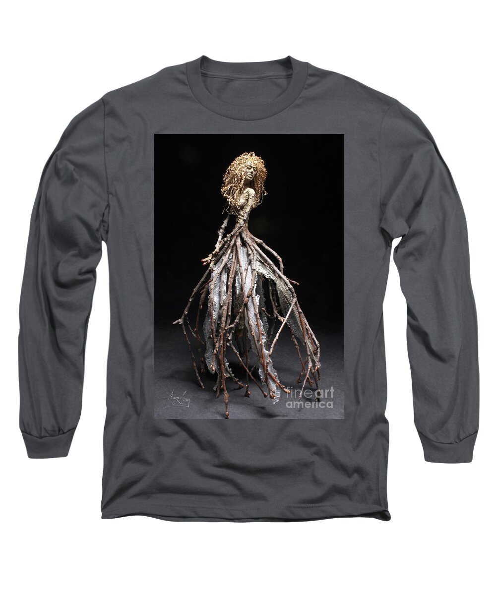Forest Figure Long Sleeve T-Shirt featuring the sculpture Invitation #1 by Adam Long