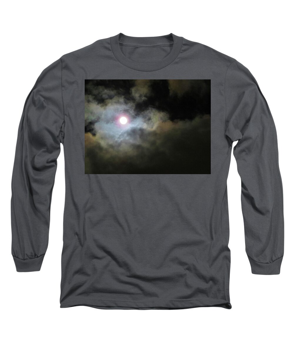 Moon Long Sleeve T-Shirt featuring the photograph Moody Moon #1 by Linda Stern