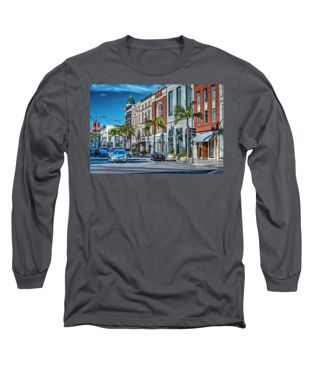 Rodeo Drive Long Sleeve T-Shirt featuring the photograph Rodeo Drive Beverly Hills #3 by David Zanzinger