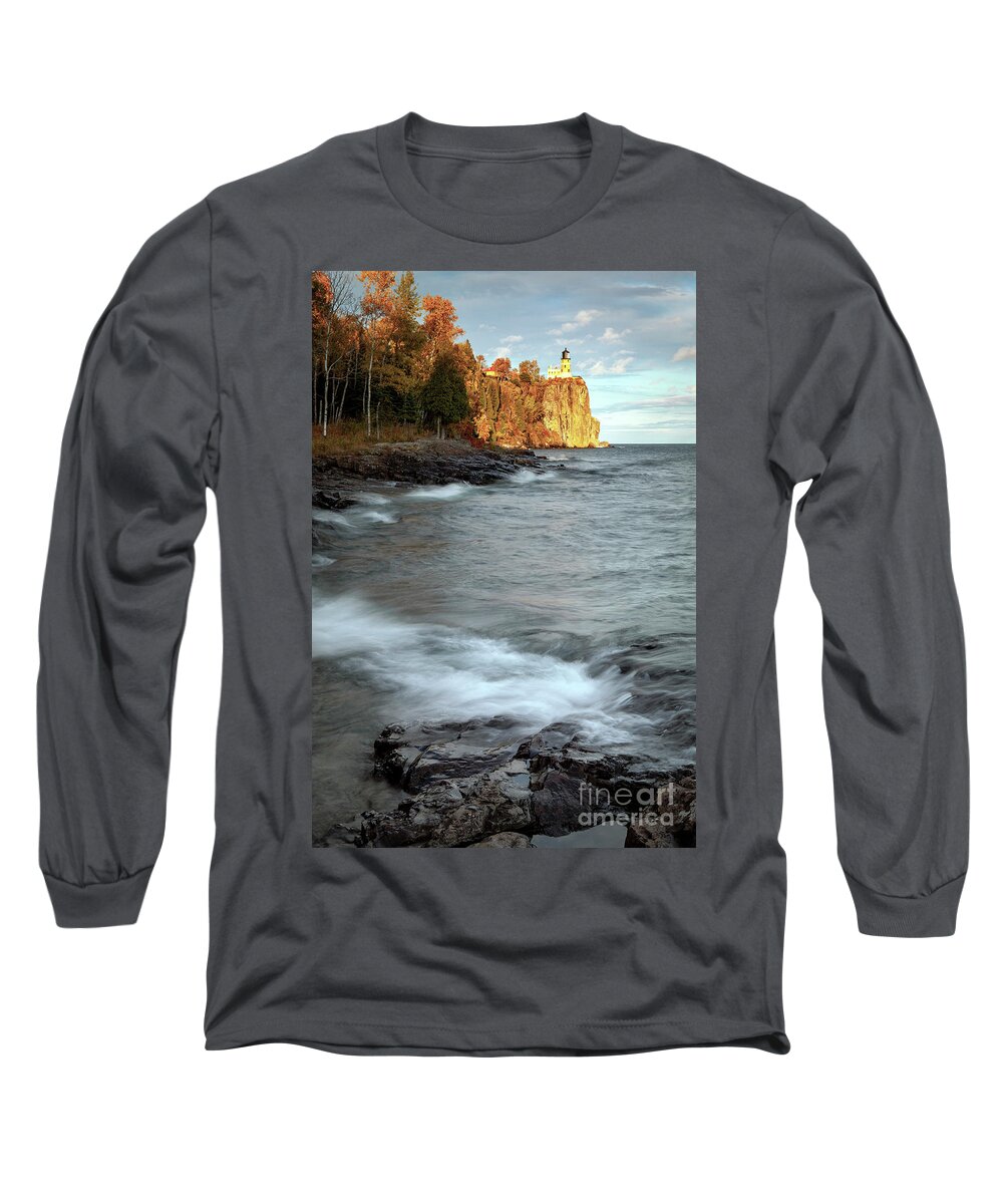 Split Long Sleeve T-Shirt featuring the photograph 1556 Split Rock Lighthouse by Steve Sturgill