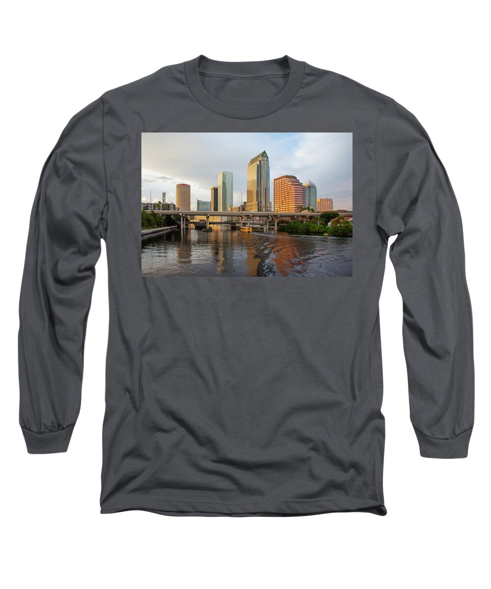 Florida Long Sleeve T-Shirt featuring the photograph Tampa Florida Skyline #1 by John Black