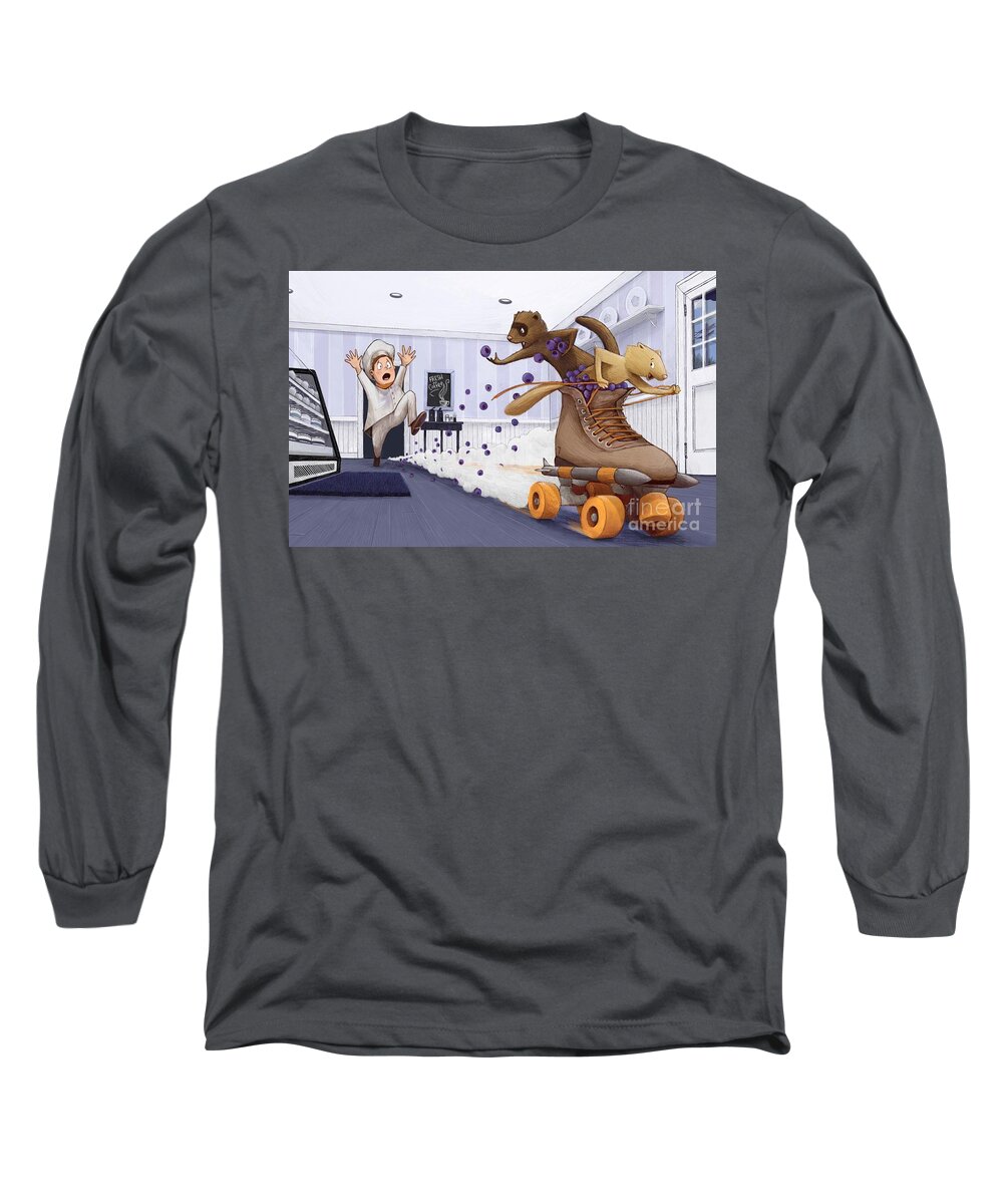 Mischief Long Sleeve T-Shirt featuring the digital art The Case of the Missing Blueberries #1 by Michael Ciccotello